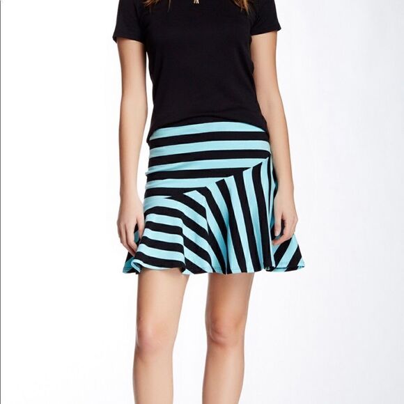 Patterson J Kincaid Gris Striped Skirt Turq/Black - Picture 1 of 8